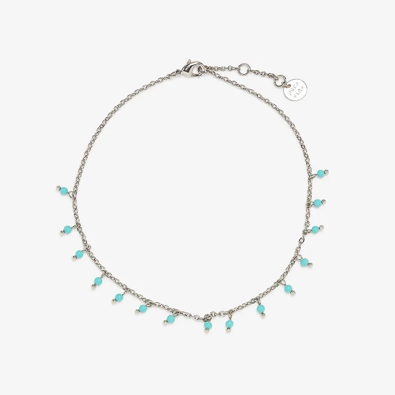 gemstone anklet for women-Floating Gemstone Anklet