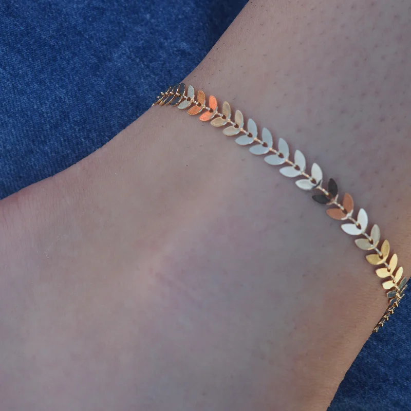 sterling silver bracelet for women-JUILIA CHEVRON CHAIN LINK ANKLET