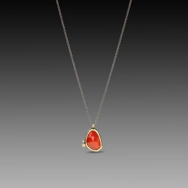 gold necklace for women-Rose Cut Carnelian Necklace