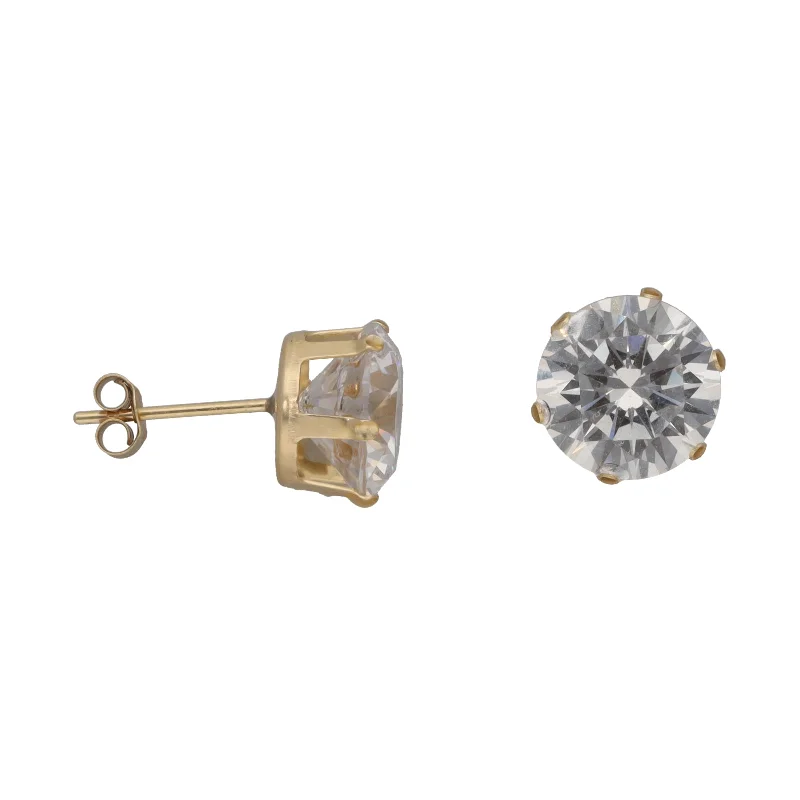 modern earrings for women-New 9ct Gold Cubic Zirconia Circle Stud Earrings