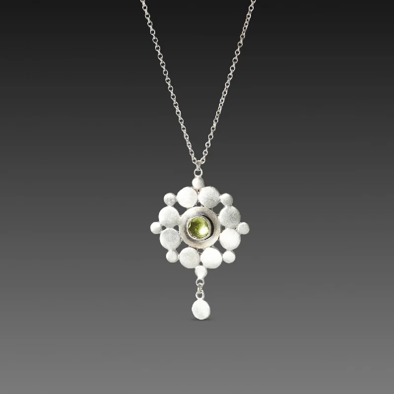 friendship necklace for women-Sterling & Peridot Mandala Necklace