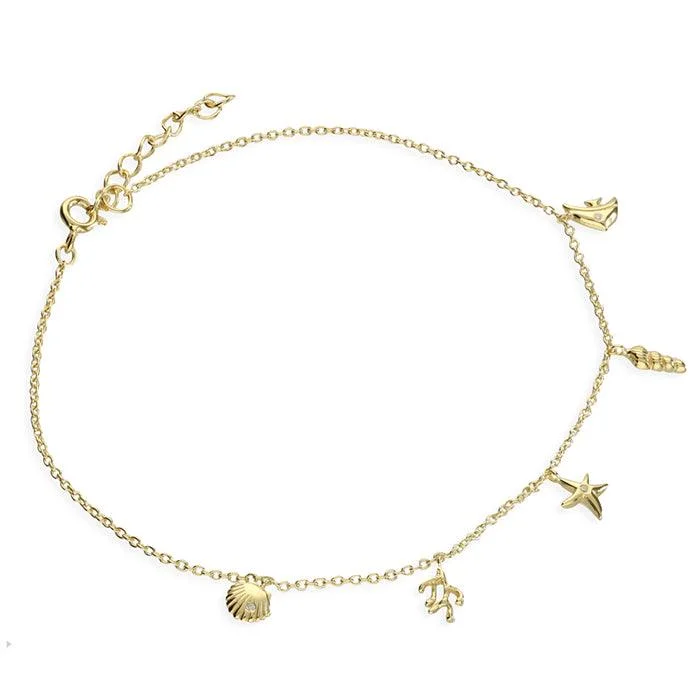 holiday anklet for women-Yellow Gold Vermeil Seaside Anklet