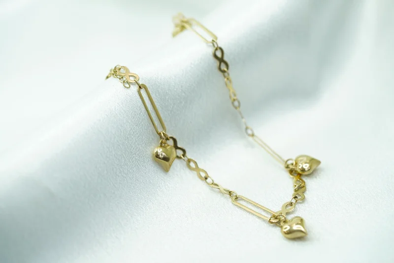 stackable bracelet for women-14k Infinity Hearts Anklet