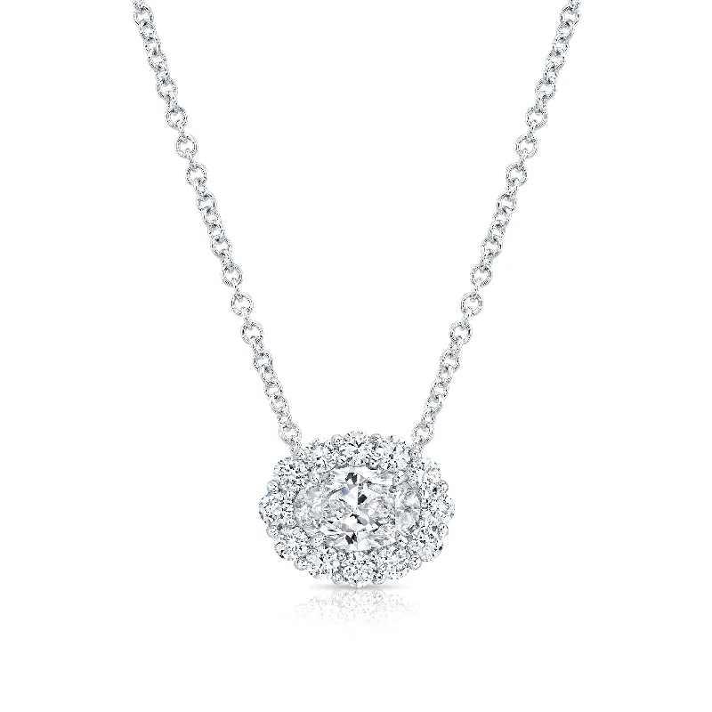 delicate necklace for women-Oval-Cut Diamond Pendant