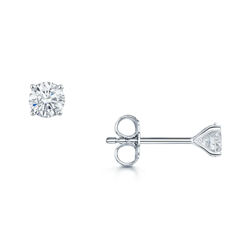 flower stud earrings for women-18ct White Gold Round Brilliant Cut Diamond Stud Earrings