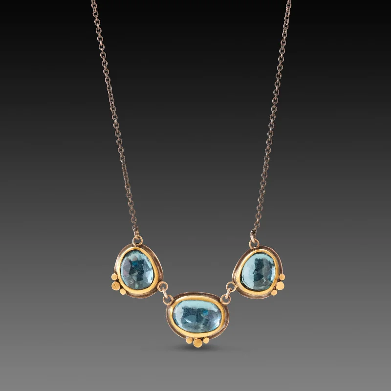 rose gold necklace for women-Triple Topaz Necklace