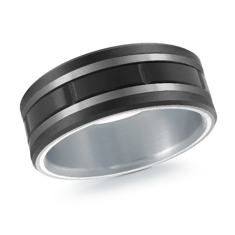 modern engagement ring for women-Titanium with 14K White Gold Ring from the Titanium Collection by Malo - MRDTI-020-8AW