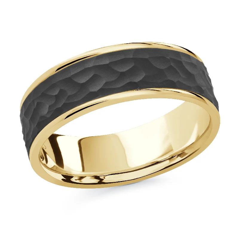 engagement ring with pave diamonds for women-14K Yellow Gold Ring from the Noir Collection by Malo - MRDA-078-7Y