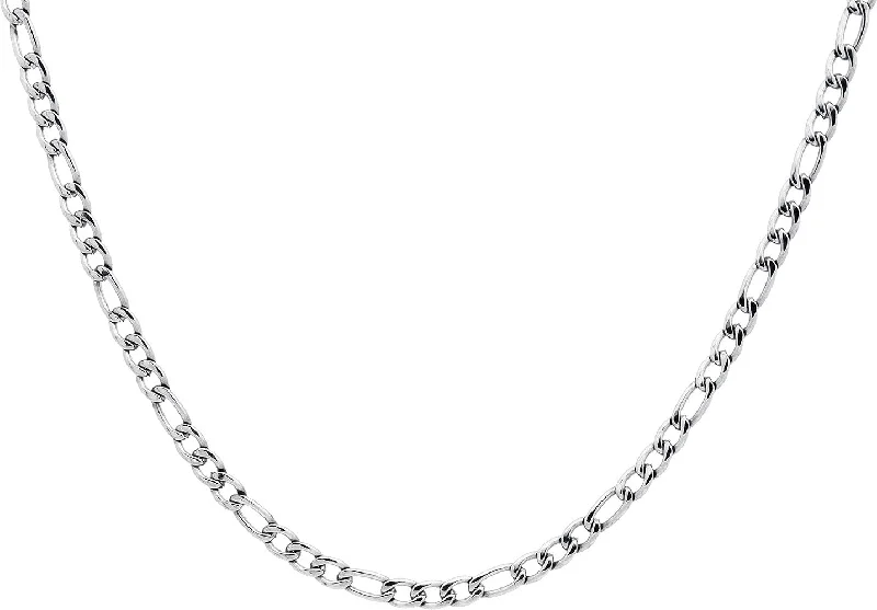 silver necklace for women-Mens 4MM Stainless Steel Figaro Link Chain Necklace