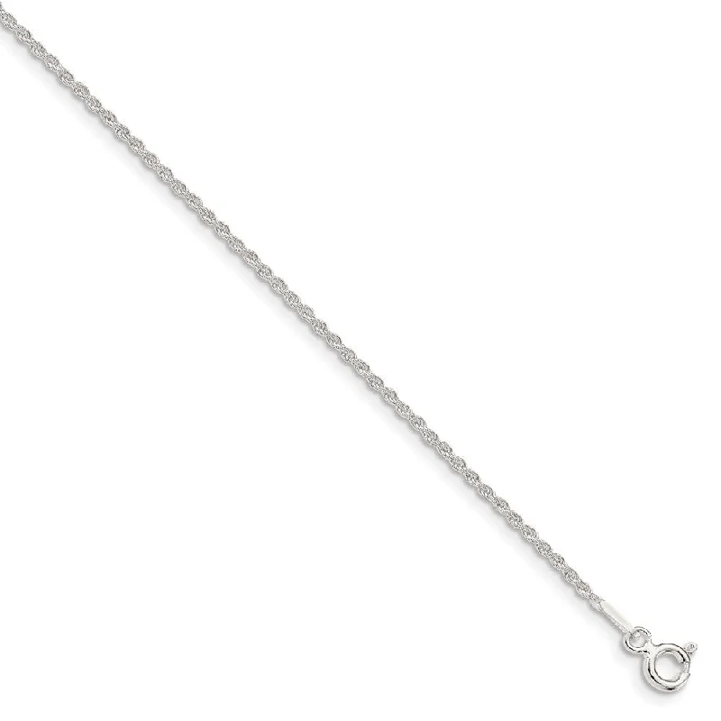 bohemian bracelet for women-1.3mm Sterling Silver Classic Solid Rope Chain Anklet