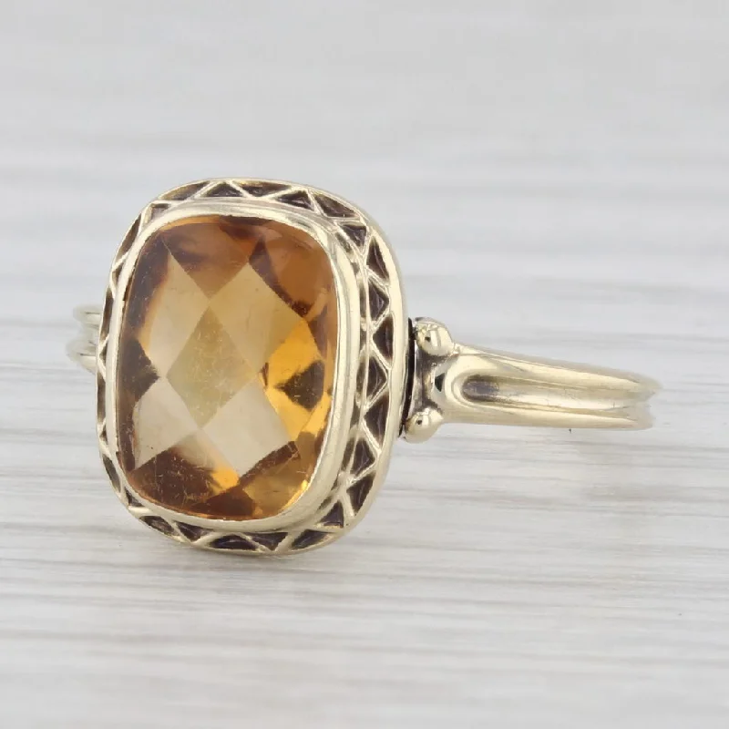 modern engagement ring for women-1.85ct Cushion Cut Citrine Solitaire Ring 10k Yellow Gold Size 5.5