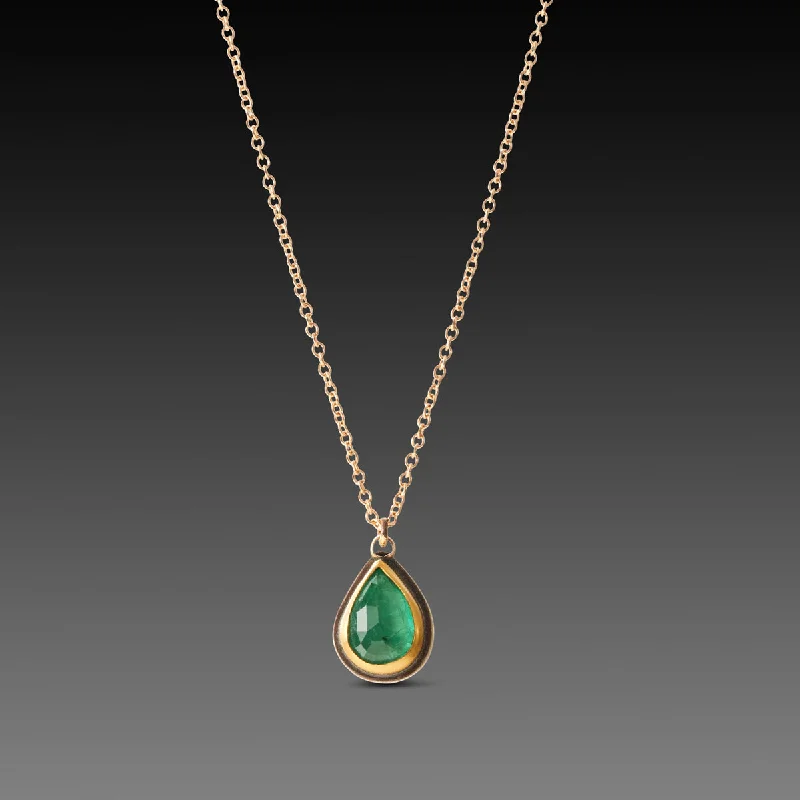 infinity symbol necklace for women-Teardrop Emerald Necklace