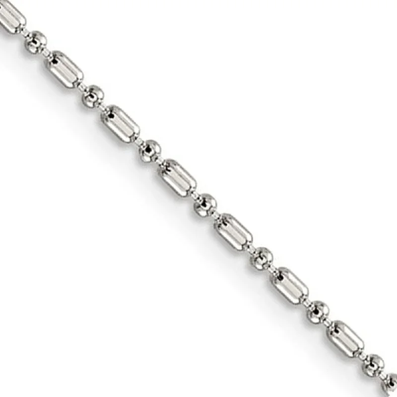 tennis bracelet for women-1.5mm Sterling Silver Solid Fancy Beaded Chain Anklet