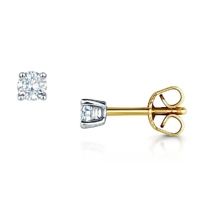 crystal stud earrings for women-18ct Yellow Gold Brilliant Cut Diamond Set Stud Earrings