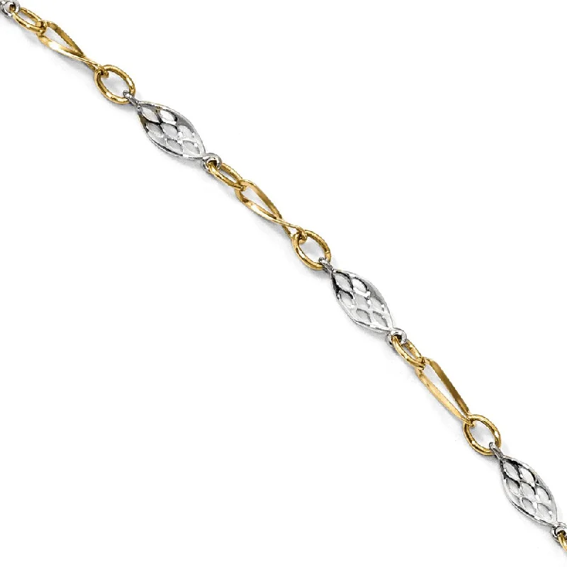 large bracelet for women-14k Two Tone Gold 3mm Polished Twisted Link Anklet, 9-10 Inch