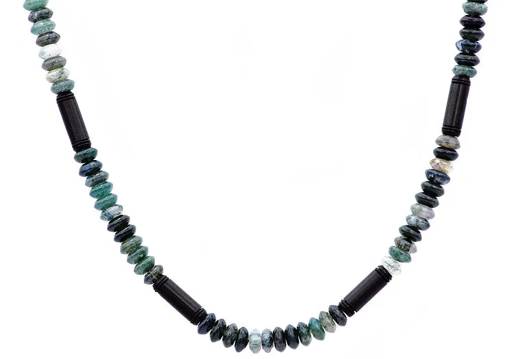 diamond heart necklace for women-Mens Genuine Green Jasper Stainless Steel Necklace