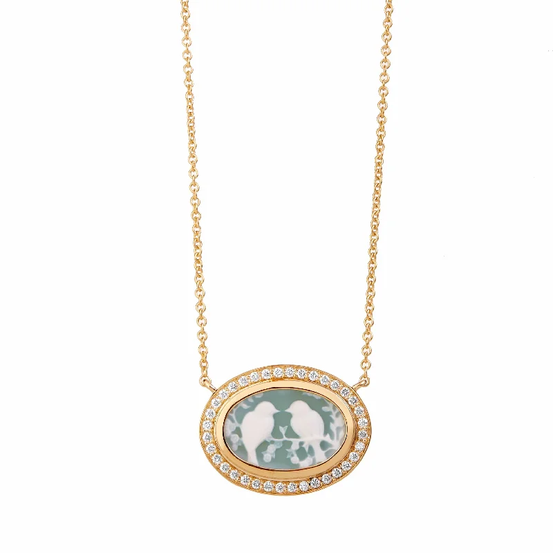 birthstone necklace for women-Love Birds Cameo Necklace