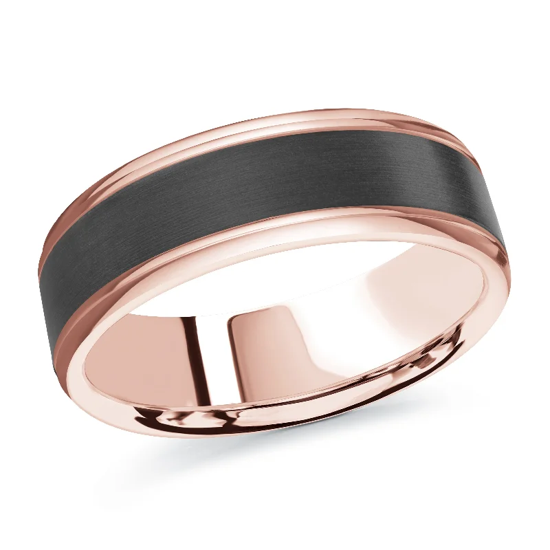 emerald engagement ring for women-14K Rose Gold Ring from the Noir Collection by Malo - MRDA-095-7P