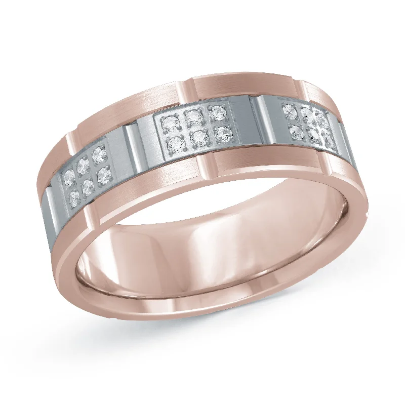 simple engagement ring for women-14K Rose Gold with 14K White Gold Ring from the Executif Collection by Malo - FJMD-084-8PW