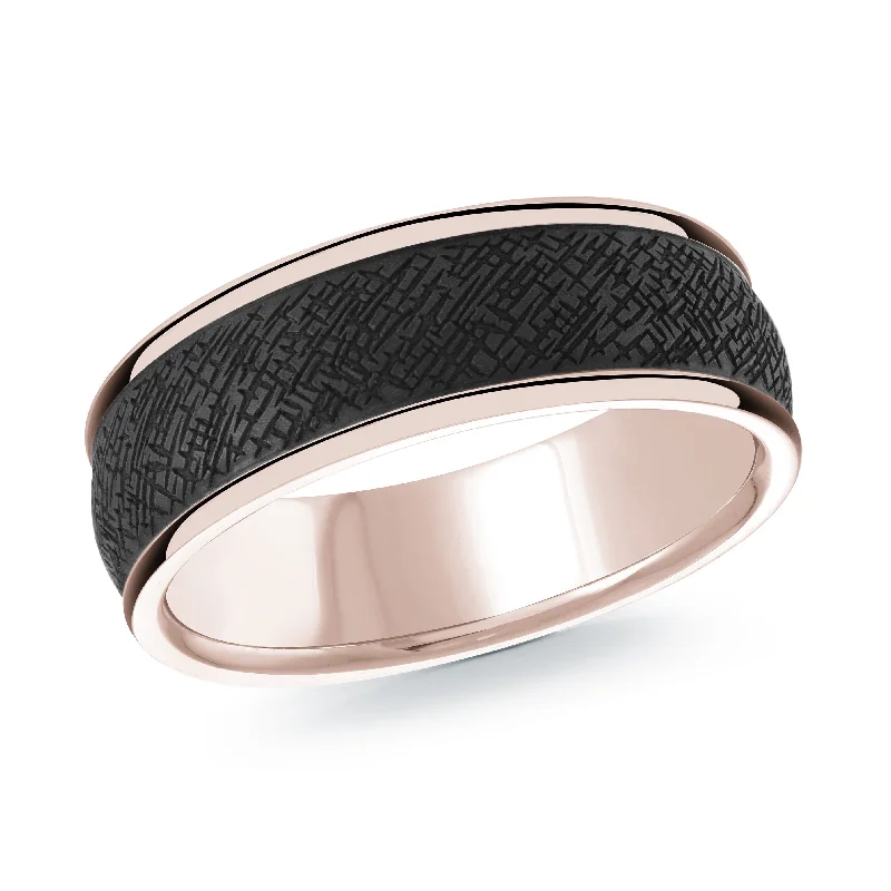 white gold engagement ring with diamonds for women-14K Rose Gold Ring from the Noir Collection by Malo - MRDA-168-7P