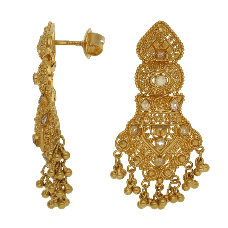 gold earrings for women-22ct Gold Imitation Gems Drop Earrings