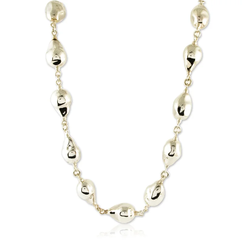 crystal necklace for women-Linked Baroque Pearls in Sterling Silver