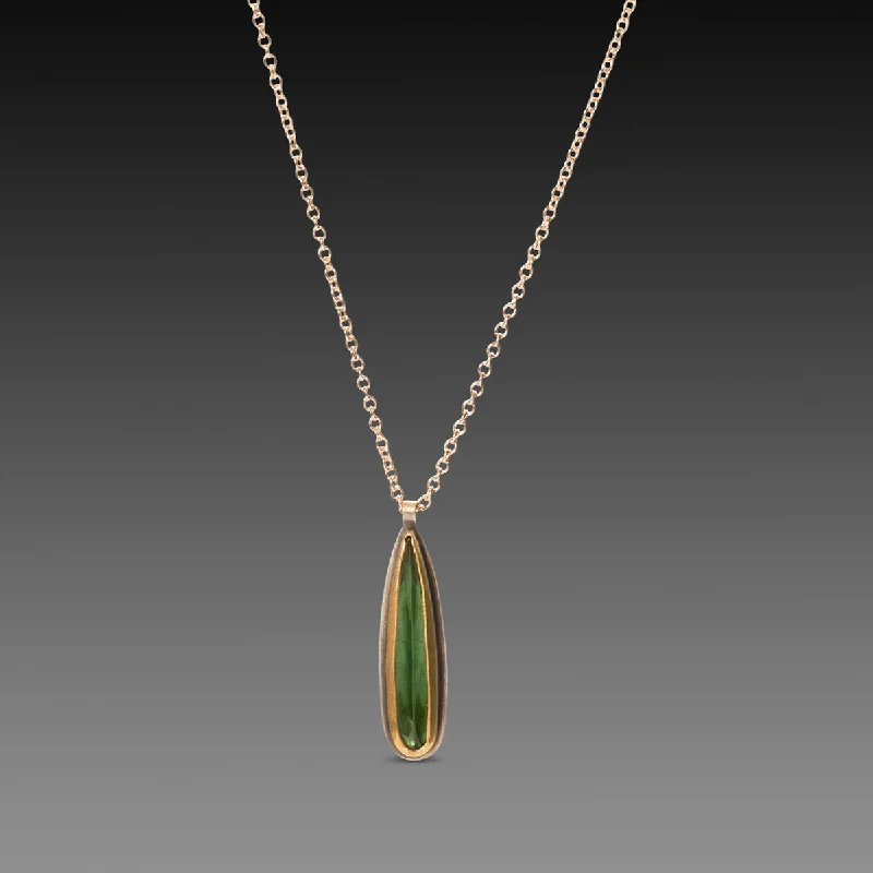 heart-shaped pendant necklace for women-Green Tourmaline Teardrop Necklace