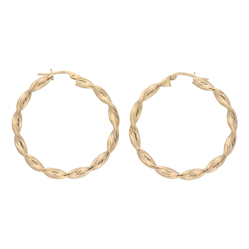 chic earrings for women-New 9ct Gold Twisted Hoop Earrings