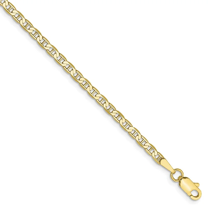 cuff bracelet for women-10k Yellow Gold 2.4mm Flat Anchor Chain Anklet