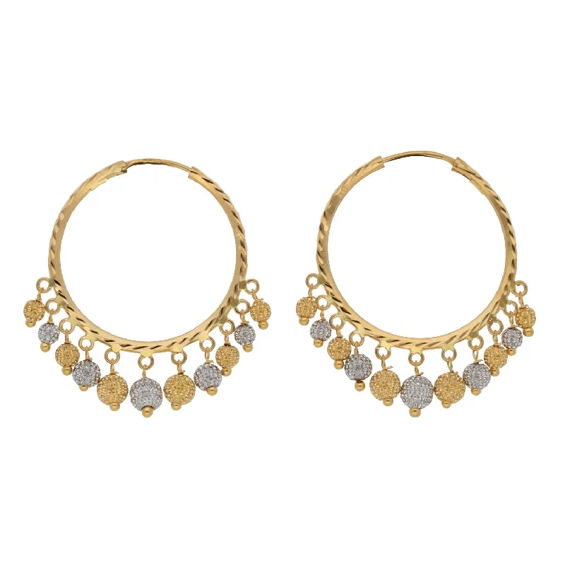 nature earrings for women-New 22ct Gold Beaded Hoop Earrings