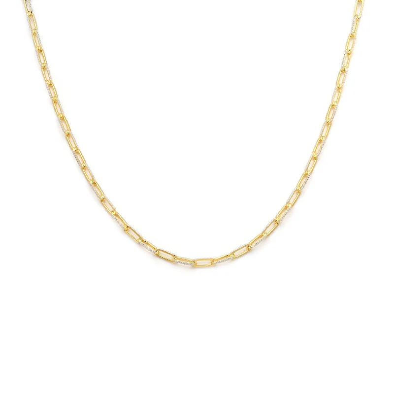 simple pendant necklace for women-Diamond-Cut Paperclip Chain | Gold