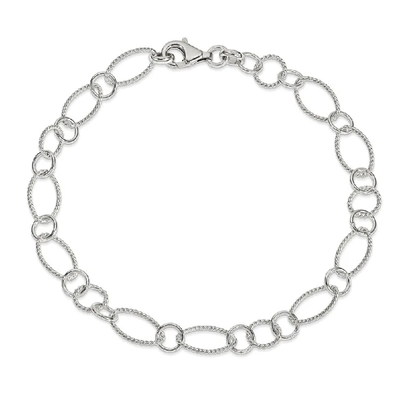 diamond anklet for women-Sterling Silver Sequence Link Anklet, 10 Inch