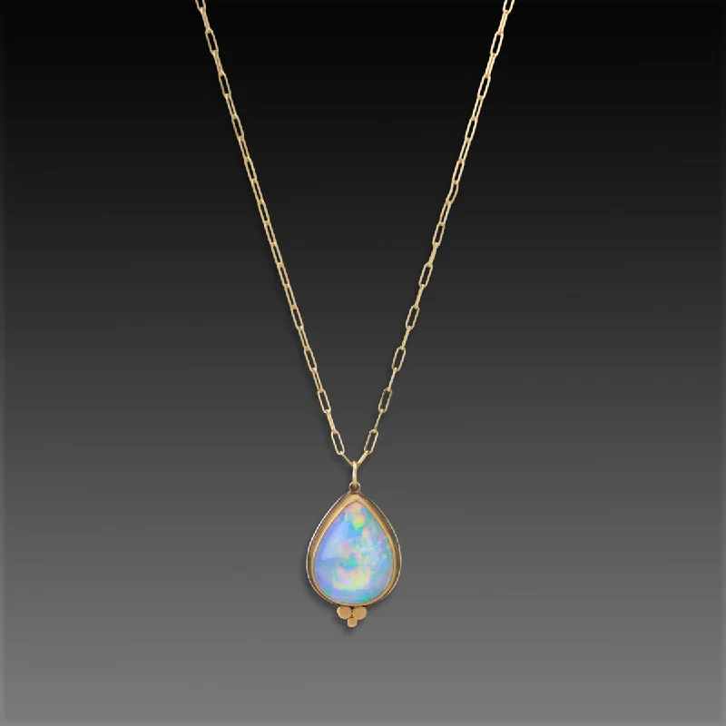 vintage necklace for women-Ethiopian Opal Teardrop Necklace