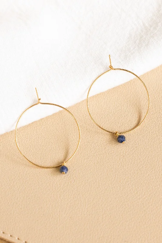 modern hoop earrings for women-Sapphire Dainty Hoops