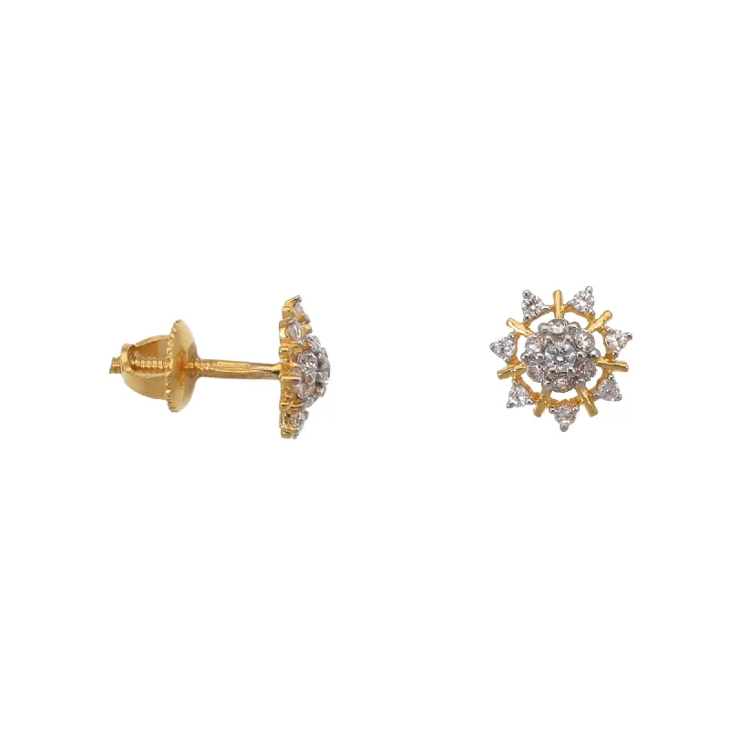 geometric earrings for women-New 22ct Gold Screw Back Stud Earrings With Swarovski Zirconia Stones