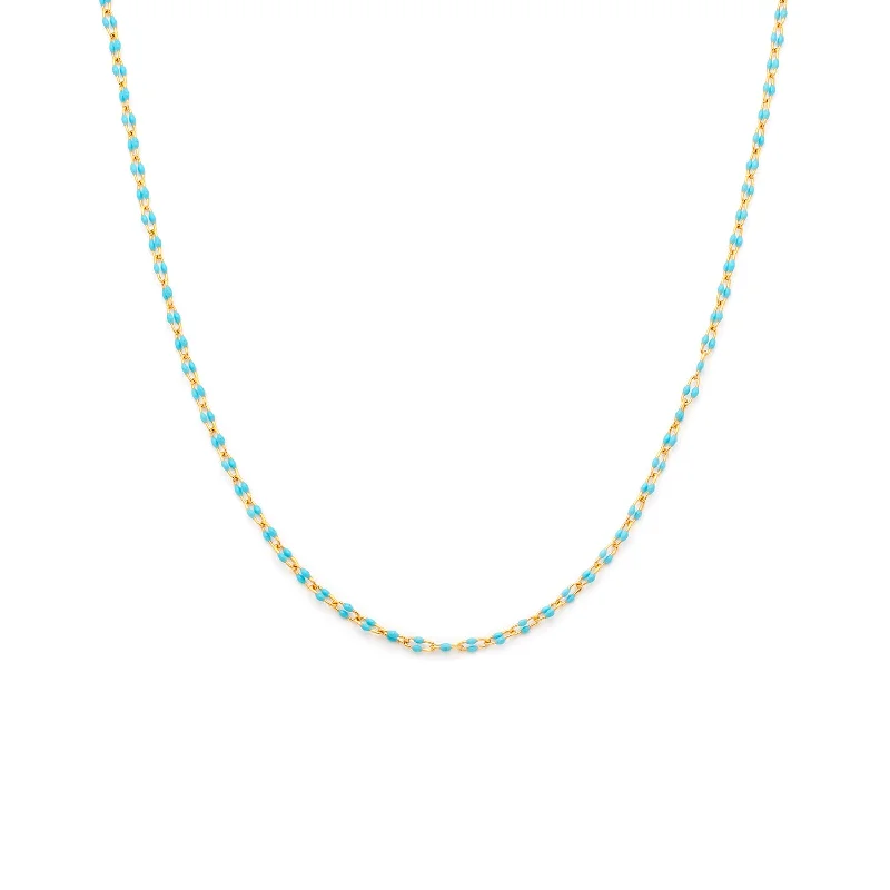 crystal necklace for women-Candy Chain Necklace | Turquoise U-Link & Goldfill