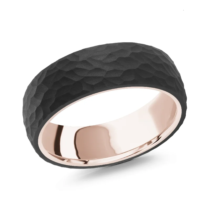 twist engagement ring for women-14K Rose Gold Ring from the Noir Collection by Malo - MRDA-113-7P