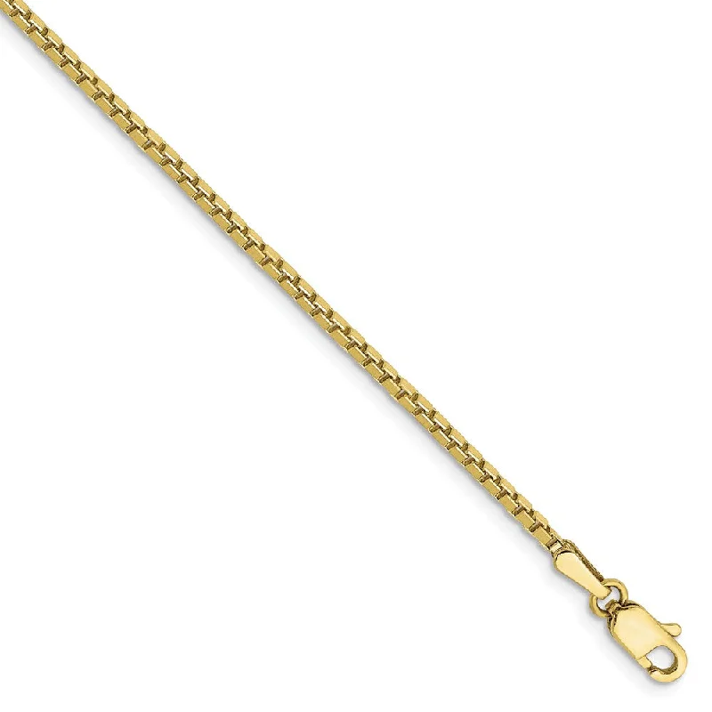 leather cuff bracelet for women-10k Yellow Gold 1.5mm Box Chain Anklet, 9 Inch