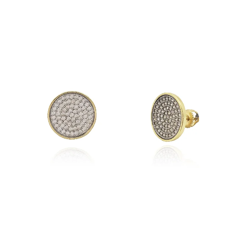 vintage gold earrings for women-Circle CZ Stud Earrings (Silver)