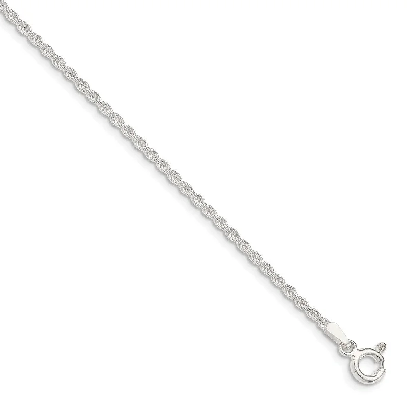 handmade bracelet for women-1.75mm Sterling Silver Classic Solid Rope Chain Anklet