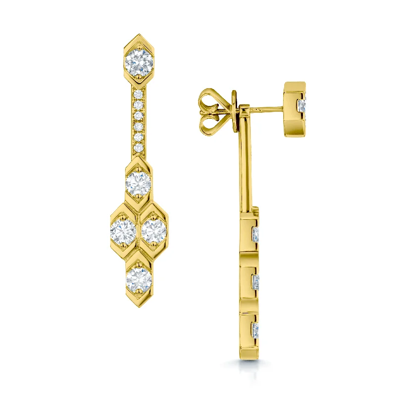 gemstone earrings for women-Nouveau Collection 18ct Yellow Gold Full Diamond Drop Earrings