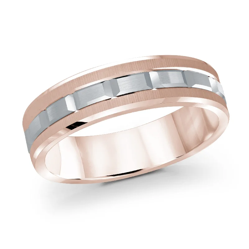 radiant cut engagement ring for women-14K Rose Gold with 14K White Gold Ring from the Executif Collection by Malo - MRD-046-6PW