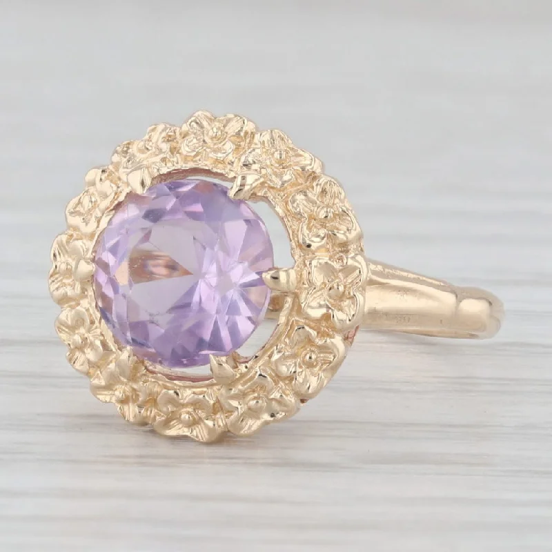 three-stone engagement ring for women-1.50ct Round Light Purple Amethyst Solitaire Ring 14k Yellow Gold Size 5.5