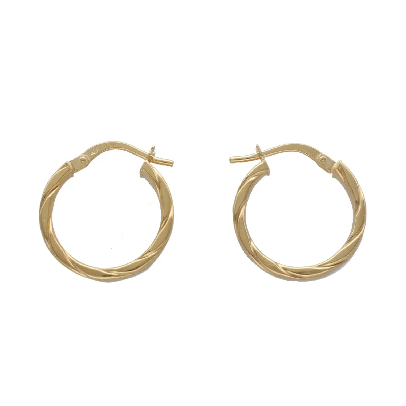 bar earrings for women-New 9ct Gold Twist Hoop Earrings