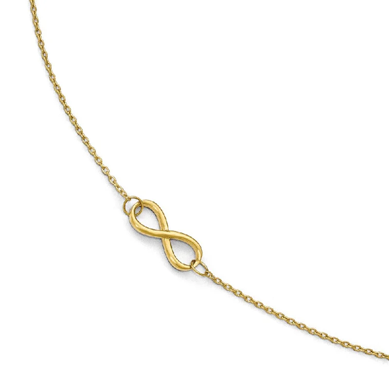 luxury bracelet for women-14k Yellow Gold Polished Infinity Station Anklet, 9-10 Inch