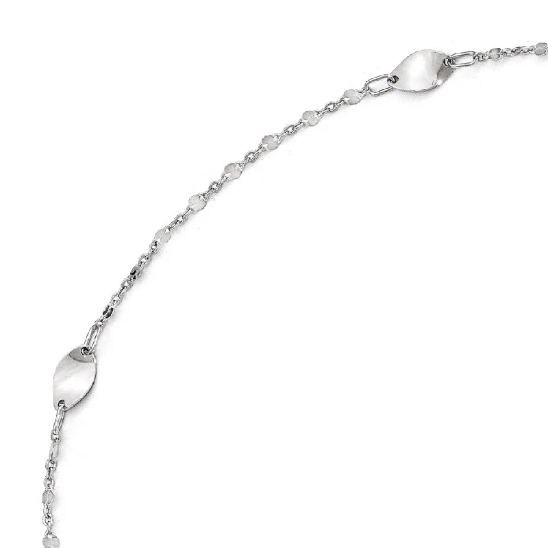 zirconia bracelet for women-14k White Gold Polished Oval Station Anklet, 10-11 Inch