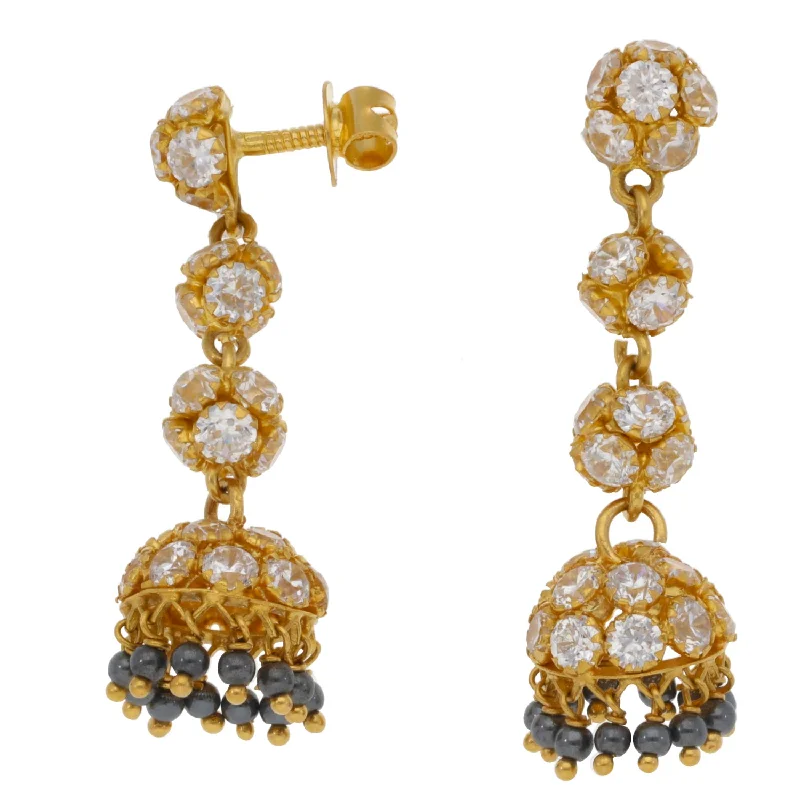 heart-shaped earrings for women-22ct Gold Imitation Gems Drop Earrings