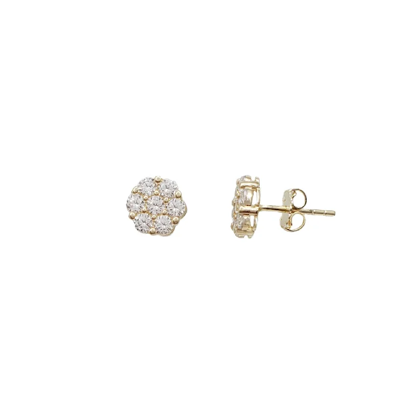 minimalist earrings for women-Flower CZ Stud Earring (14K)