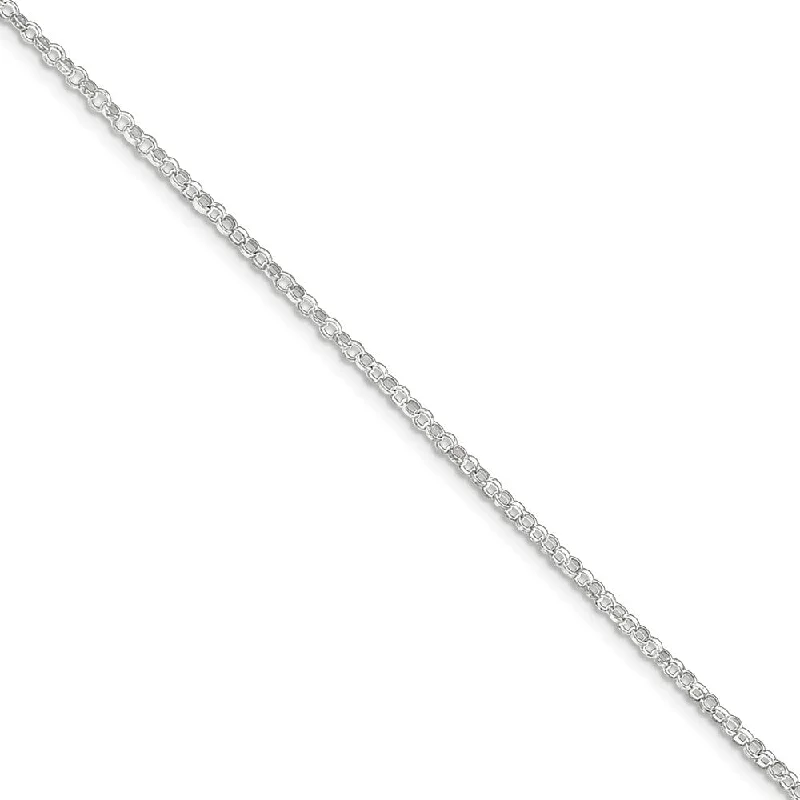 custom bracelet for women-Sterling Silver 2mm Rolo Chain Anklet, 9 Inch