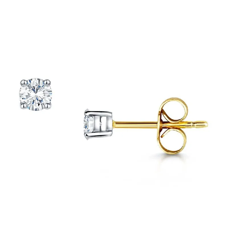 modern earrings for women-18ct Yellow Gold Round Brilliant Cut Diamond Set Earrings